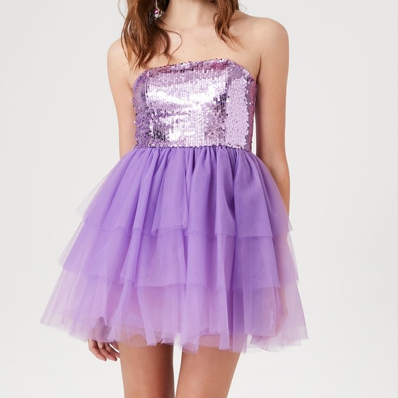 Sequin tulle tutu strapless mini dress nwot - Picture 1 of 2